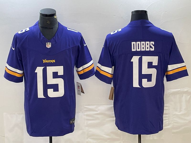 Men Minnesota Vikings #15 Dobbs Purple 2023 Nike Vapor F.U.S.E. Limited NFL Jerseys->women nfl jersey->Women Jersey